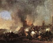 WOUWERMAN, Philips Cavalry Battle in front of a Burning Mill tfur USA oil painting reproduction